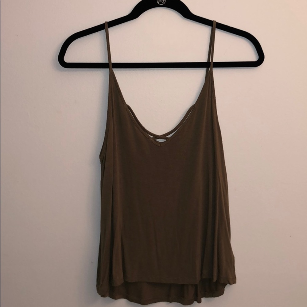 Tank top with front cross (military green)